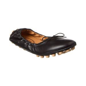 Tods Bubble Leather Ballerina Flat, Black
